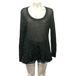 Eileen Fisher open knit scoop neck black & White sweater size Large